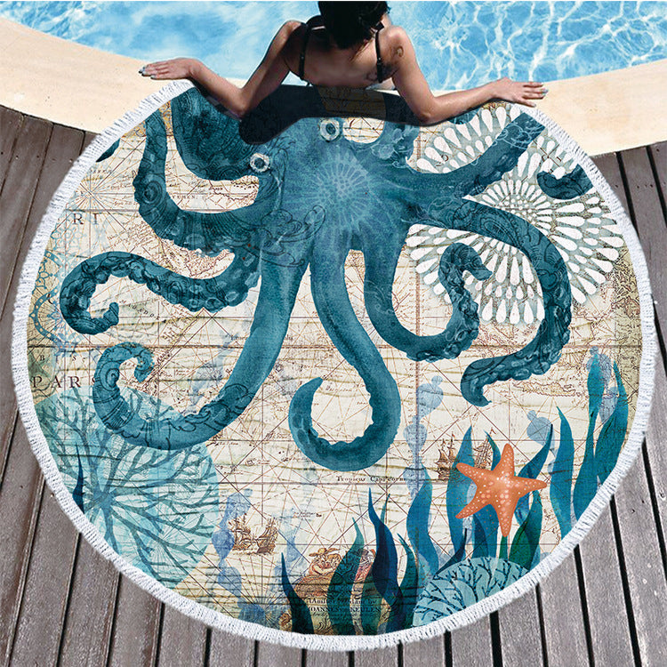 Ocean Turtle Round Beach Towel