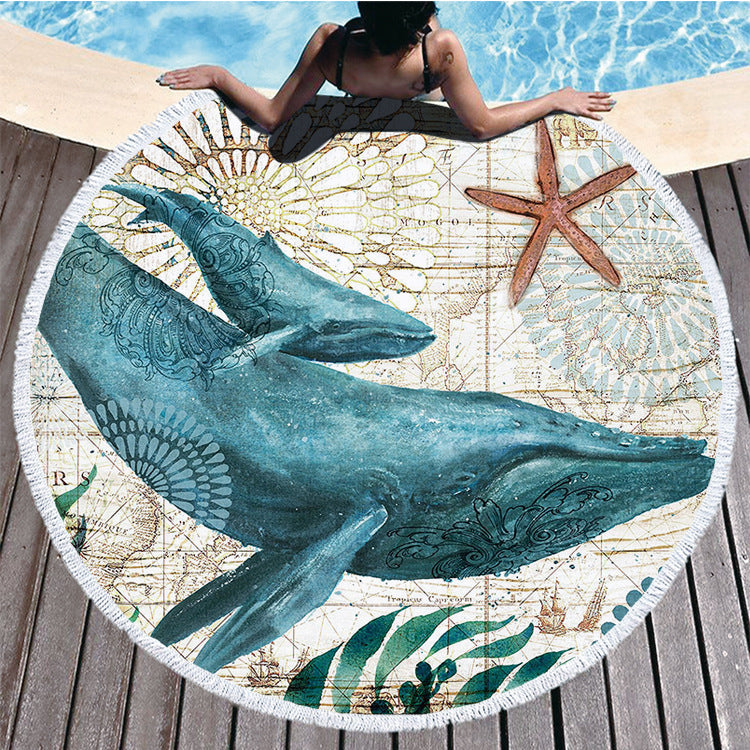 Ocean Turtle Round Beach Towel