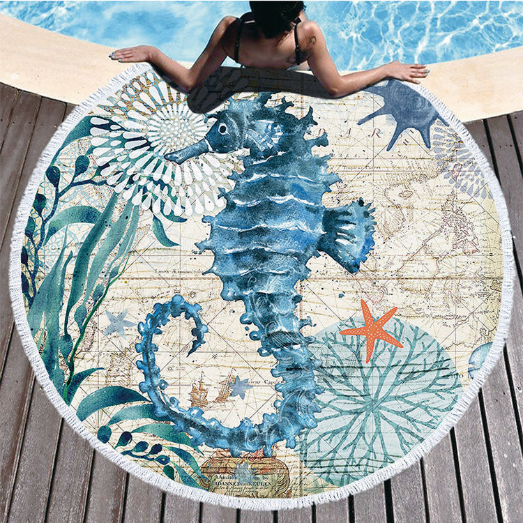 Ocean Turtle Round Beach Towel