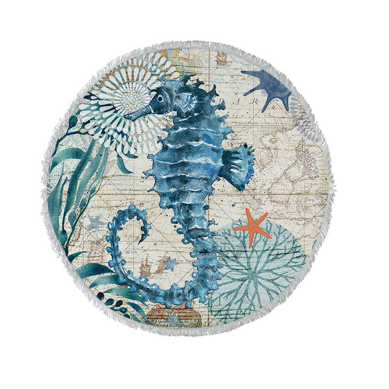 Ocean Turtle Round Beach Towel