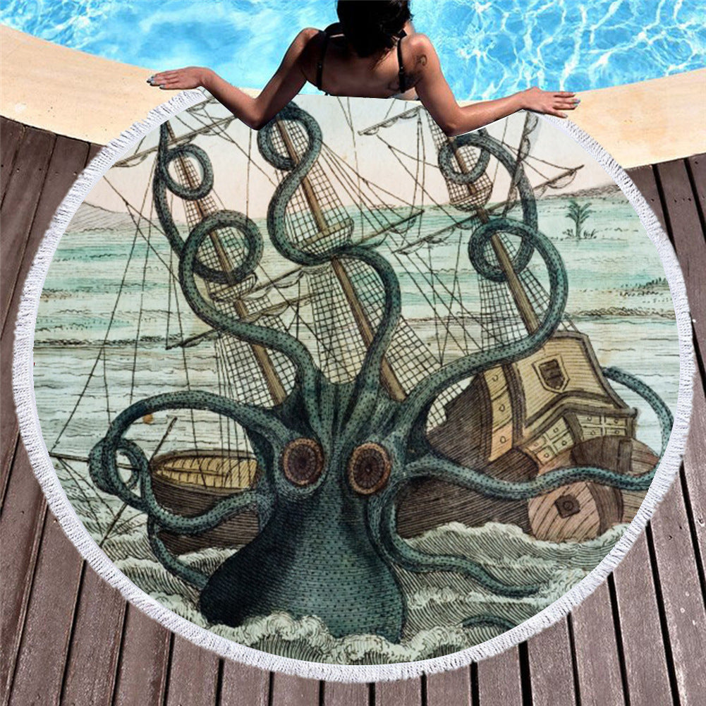 Marine Animals Round Beach Towels