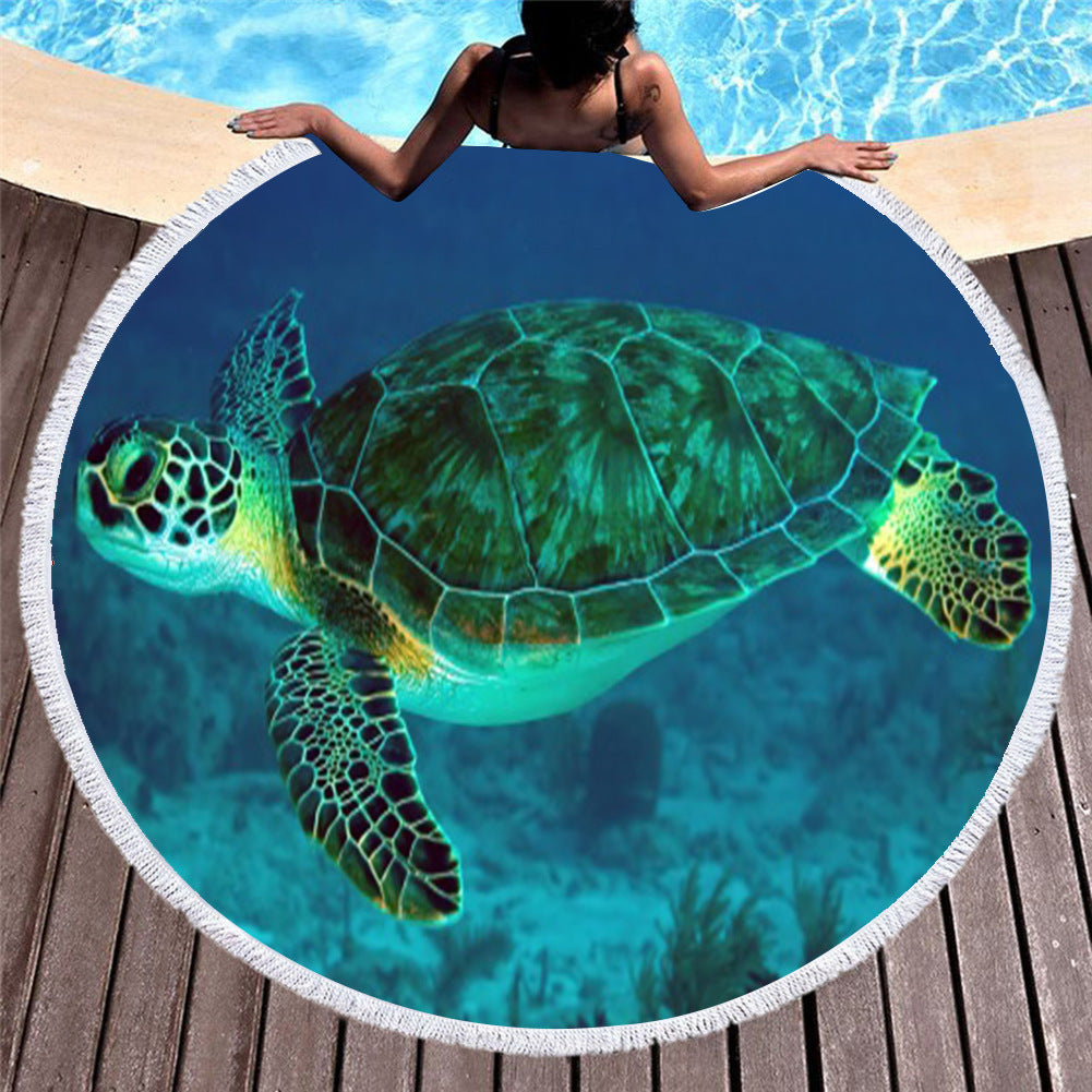 Marine Animals Round Beach Towels