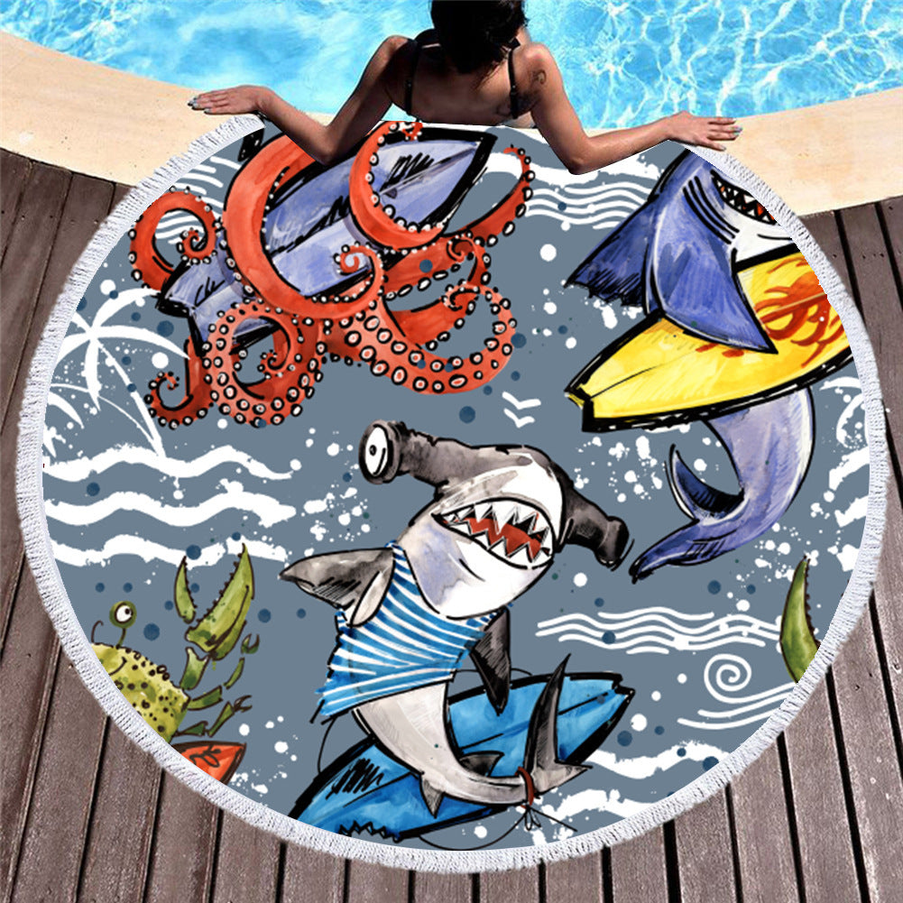 Marine Animals Round Beach Towels