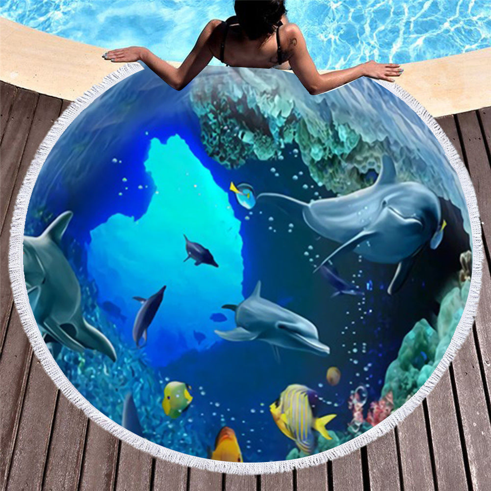 Marine Animals Round Beach Towels