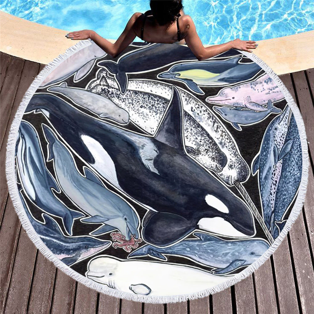 Marine Animals Round Beach Towels