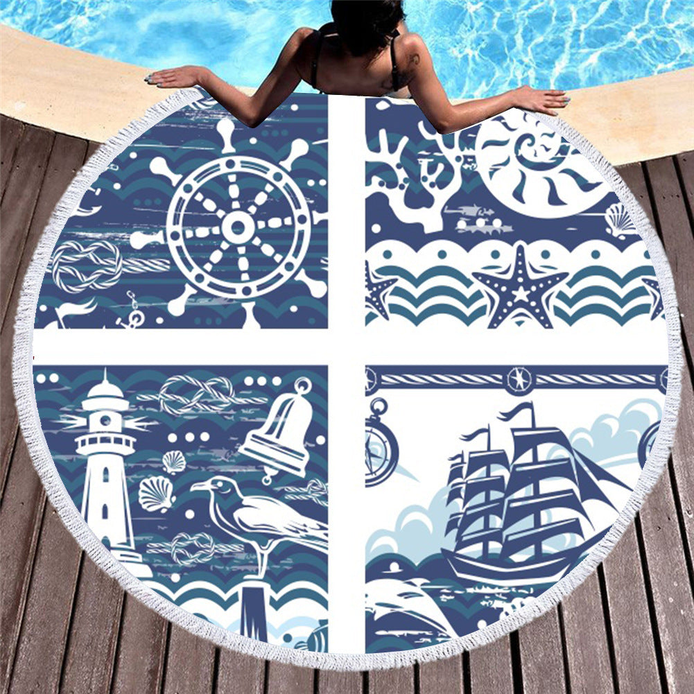 Marine Animals Round Beach Towels