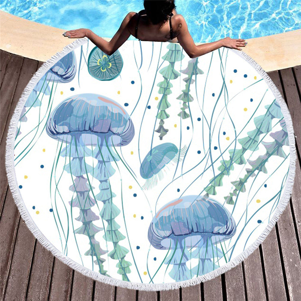 Marine Animals Round Beach Towels